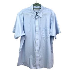 Bill Blass Button Up Shirt Wrinkle Free Short Sleeves Pocket Blue Men 17 1/2*